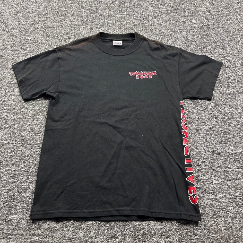 Y2K 2000s‎ Grunge Tomahawk Perspectives Staff Graphic Black T-Shirt Size Medium